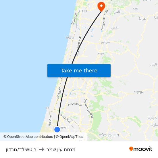 רוטשילד/גורדון to מנחת עין שמר map