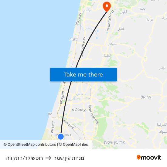 רוטשילד/התקווה to מנחת עין שמר map