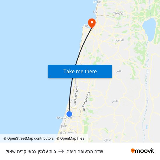 בית עלמין צבאי קרית שאול to שדה התעופה חיפה map