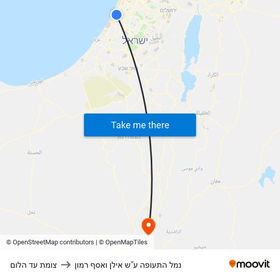 צומת עד הלום to נמל התעופה ע"ש אילן ואסף רמון map