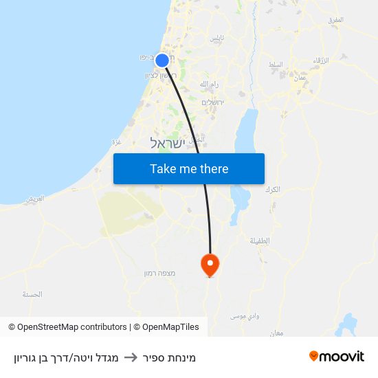 מגדל ויטה/דרך בן גוריון to מינחת ספיר map