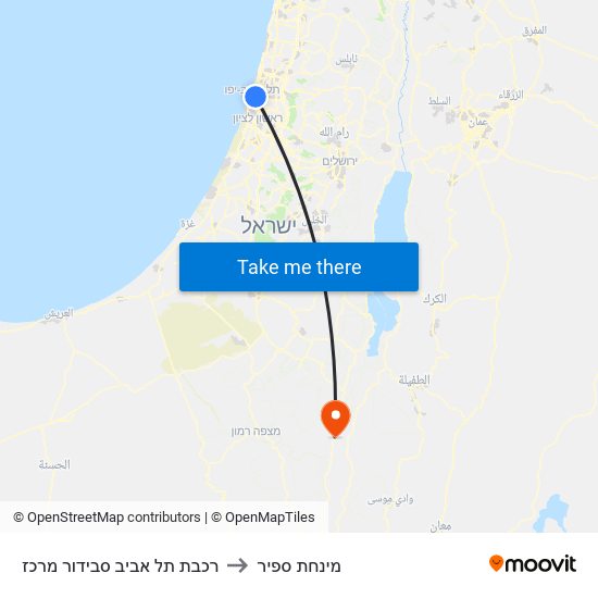 רכבת תל אביב סבידור מרכז to מינחת ספיר map