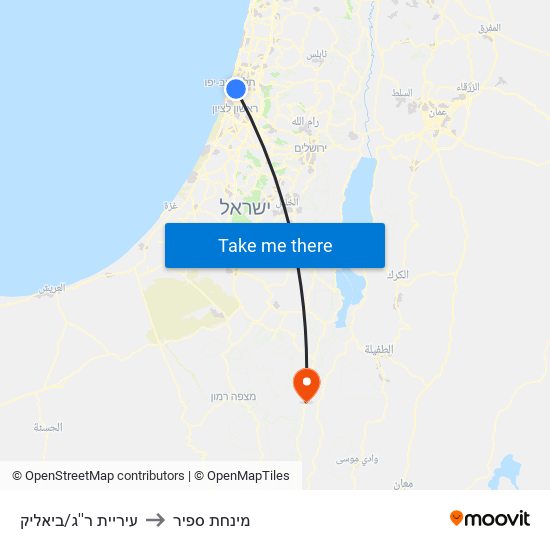 עיריית ר''ג/ביאליק to מינחת ספיר map