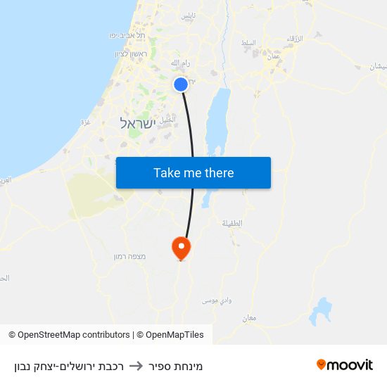 רכבת ירושלים-יצחק נבון to מינחת ספיר map