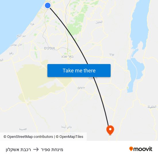 רכבת אשקלון to מינחת ספיר map