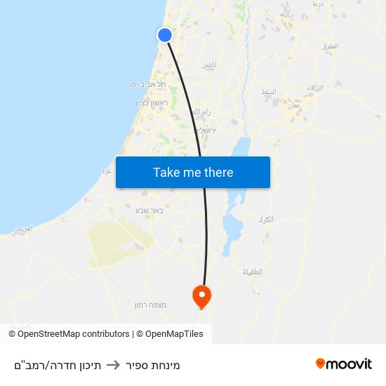 תיכון חדרה/רמב''ם to מינחת ספיר map