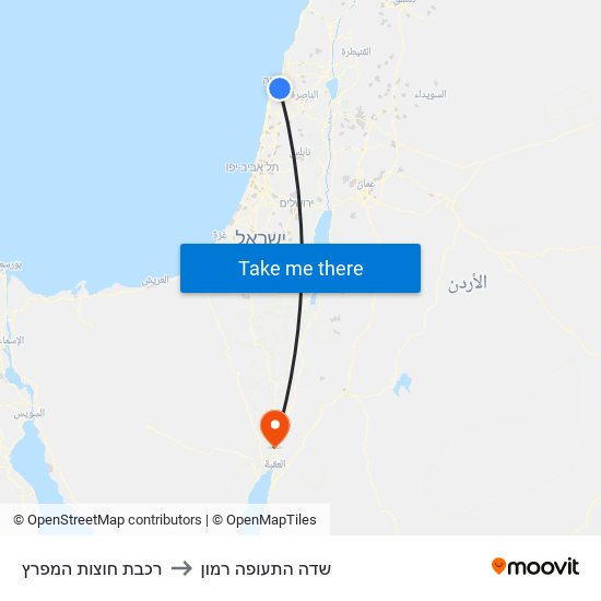 רכבת חוצות המפרץ to שדה התעופה רמון map