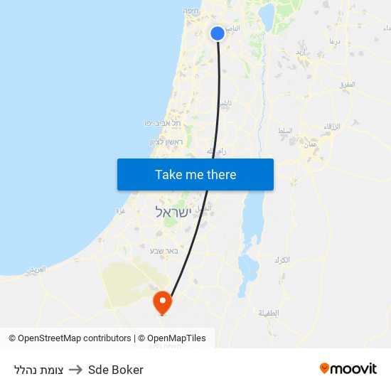 צומת נהלל to Sde Boker map