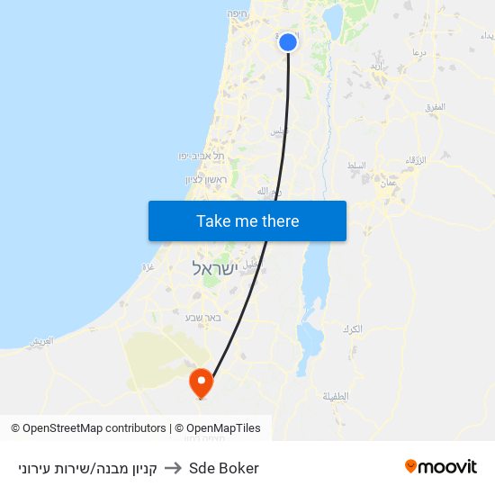 קניון מבנה/שירות עירוני to Sde Boker map