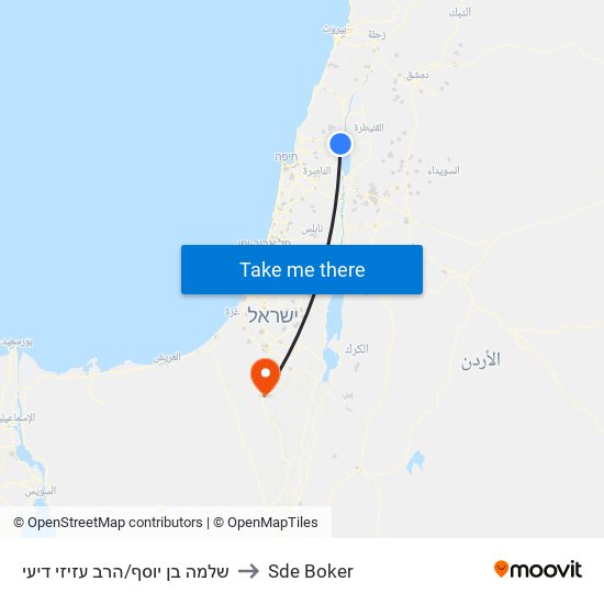 שלמה בן יוסף/הרב עזיזי דיעי to Sde Boker map