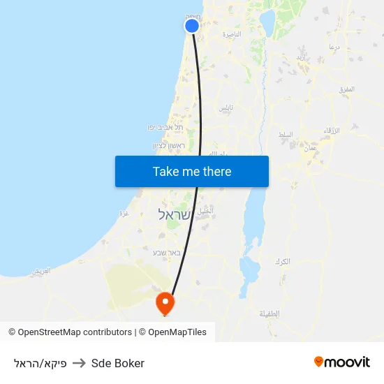 פיקא/הראל to Sde Boker map