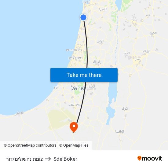 צומת נחשולים/דור to Sde Boker map