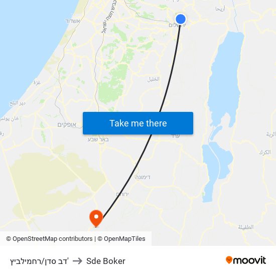 דב סדן/רחמילביץ' to Sde Boker map