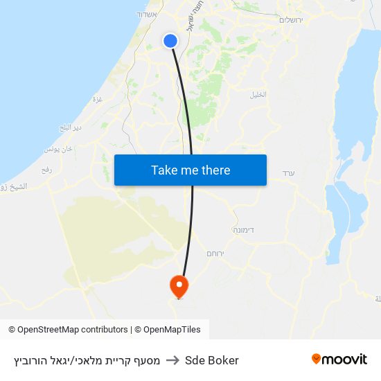 מסעף קריית מלאכי/יגאל הורוביץ to Sde Boker map