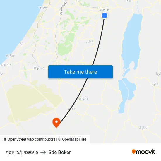 פיינשטיין/בן יוסף to Sde Boker map