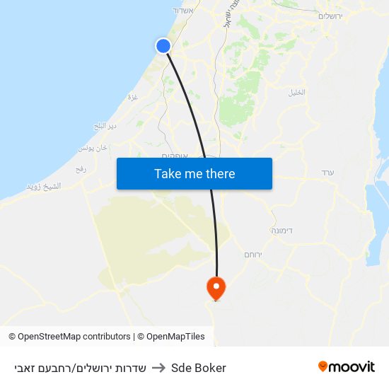 שדרות ירושלים/רחבעם זאבי to Sde Boker map