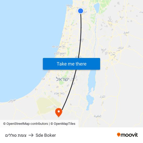 צומת סוללים to Sde Boker map