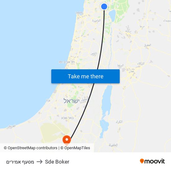 מסעף אמירים to Sde Boker map