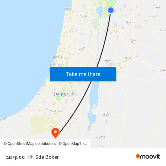 מסעף נוב to Sde Boker map