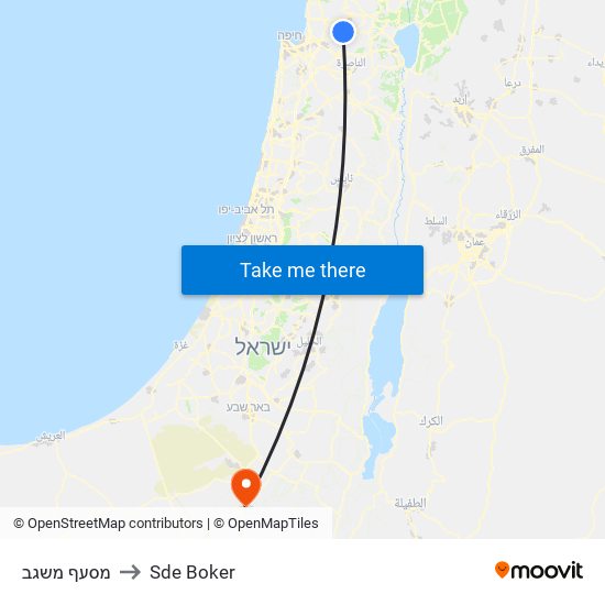 מסעף משגב to Sde Boker map