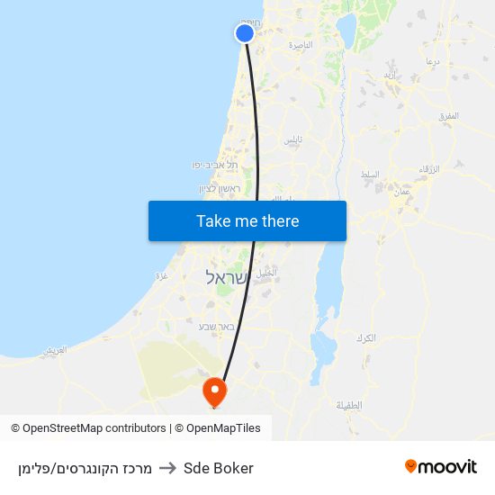 מרכז הקונגרסים/פלימן to Sde Boker map