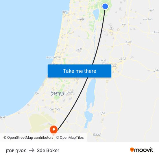 מסעף יונתן to Sde Boker map