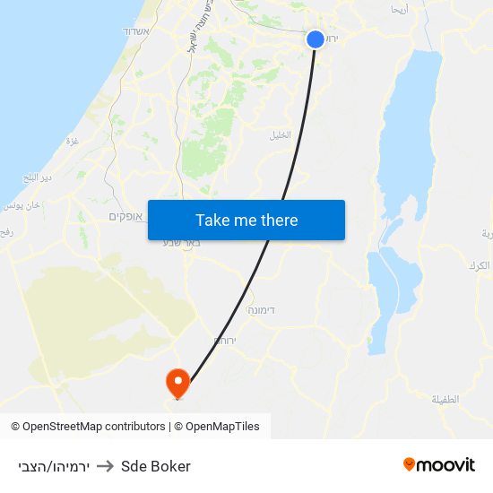 ירמיהו/הצבי to Sde Boker map