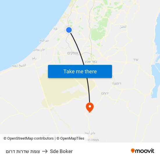 צומת שדרות דרום to Sde Boker map