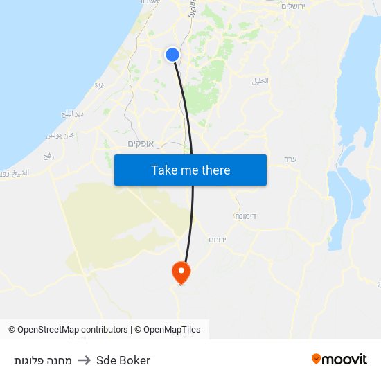 מחנה פלוגות to Sde Boker map