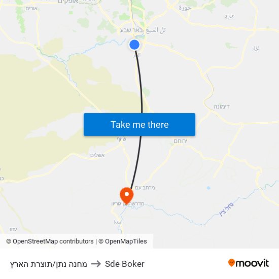 מחנה נתן/תוצרת הארץ to Sde Boker map