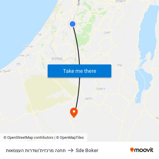 תחנה מרכזית/שדרות העצמאות to Sde Boker map