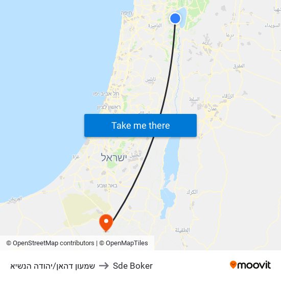 שמעון דהאן/יהודה הנשיא to Sde Boker map