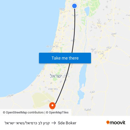 קניון לב כרמיאל/נשיאי ישראל to Sde Boker map