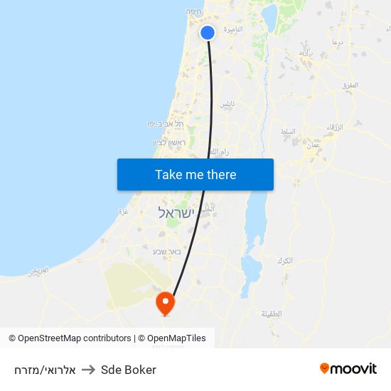 אלרואי/מזרח to Sde Boker map