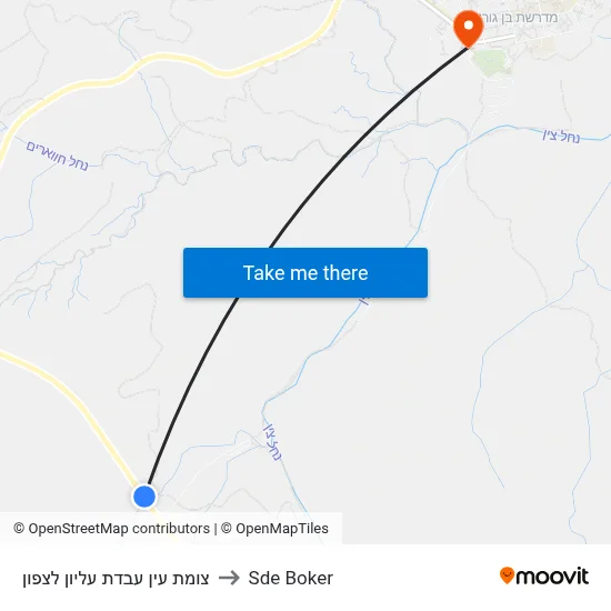 צומת עין עבדת עליון לצפון to Sde Boker map