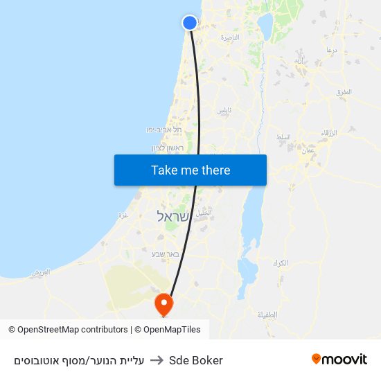 עליית הנוער/מסוף אוטובוסים to Sde Boker map