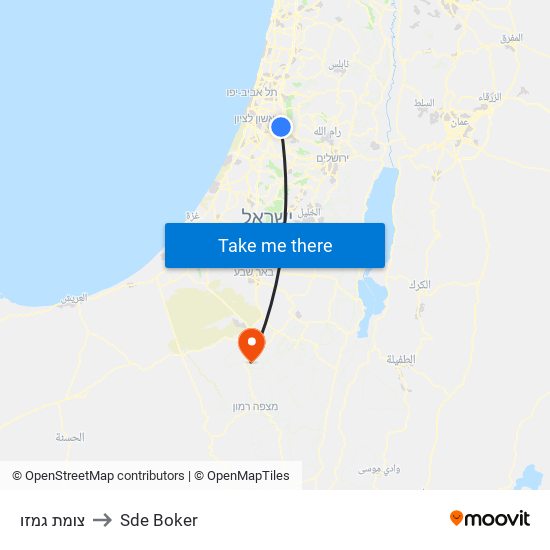 צומת גמזו to Sde Boker map