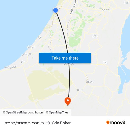 ת. מרכזית אשדוד/רציפים to Sde Boker map