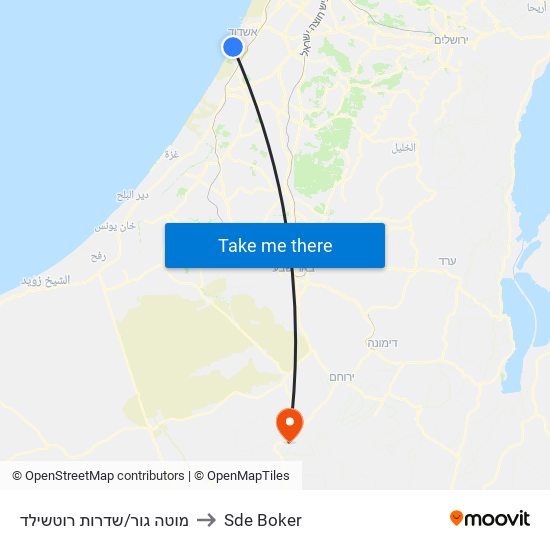 מוטה גור/שדרות רוטשילד to Sde Boker map