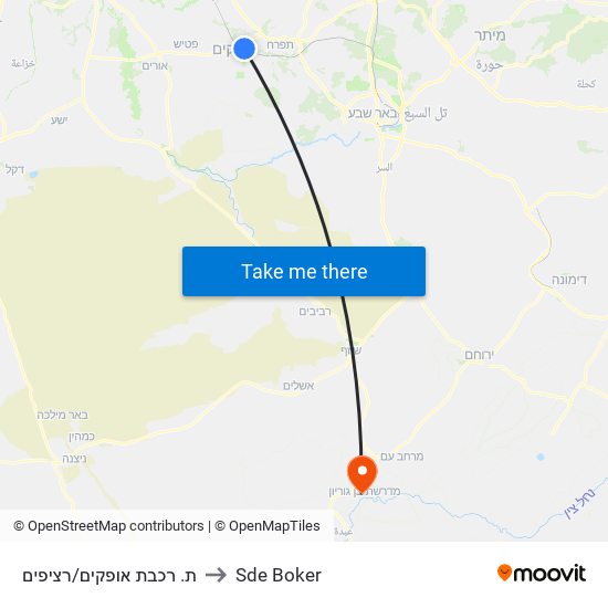 ת. רכבת אופקים/רציפים to Sde Boker map