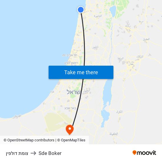 צומת דולפין to Sde Boker map
