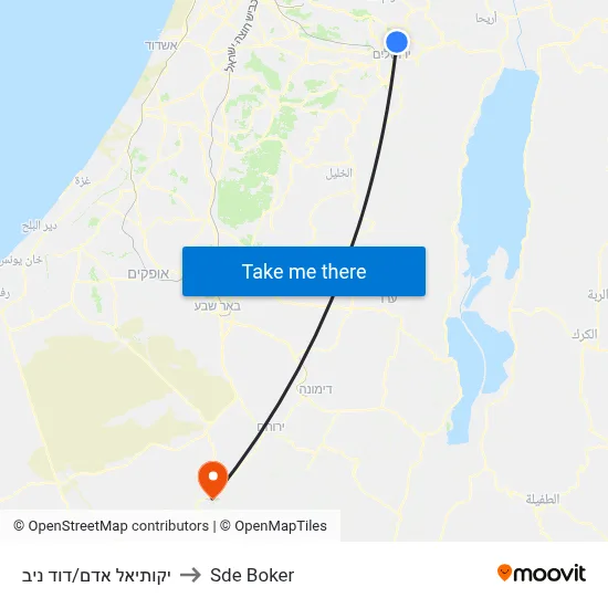 יקותיאל אדם/דוד ניב to Sde Boker map