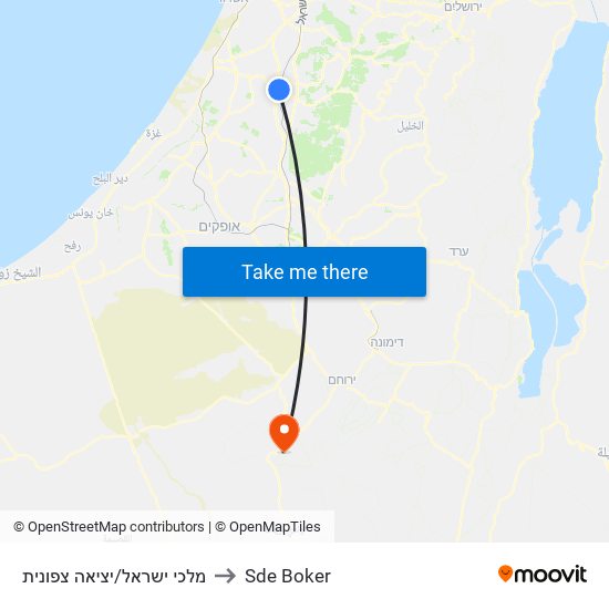 מלכי ישראל/יציאה צפונית to Sde Boker map