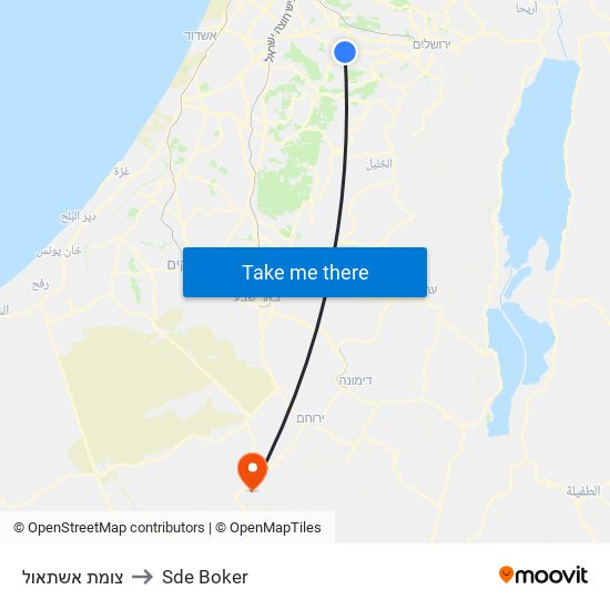 צומת אשתאול to Sde Boker map