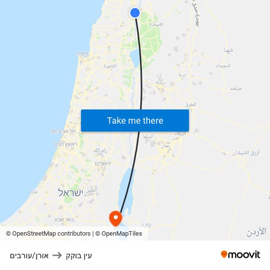 אורן/עורבים to עין בוקק map