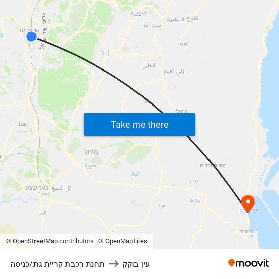 תחנת רכבת קריית גת/כניסה to עין בוקק map