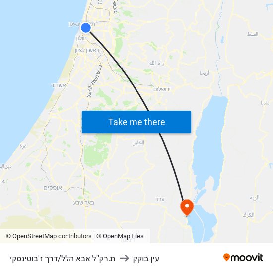 ת.רק''ל אבא הלל/דרך ז'בוטינסקי to עין בוקק map