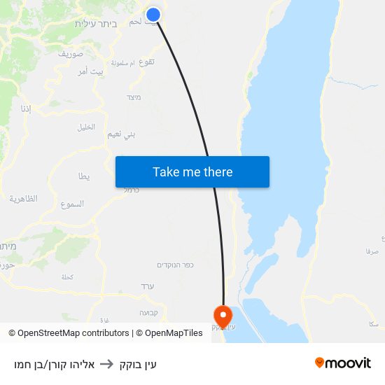 אליהו קורן/בן חמו to עין בוקק map