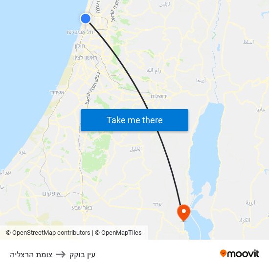 צומת הרצליה to עין בוקק map