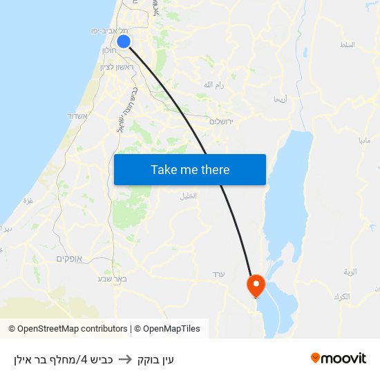 כביש 4/מחלף בר אילן to עין בוקק map